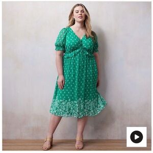 Plus Size LC Lauren Conrad Floral Print Chiffon Tie Front V-
Neck Midi Dress